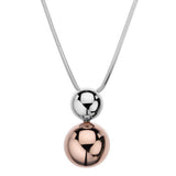 Silver And Rose Gold Plated Double Ball Pendant On Chain