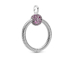 Small Pandora O Pendant With Phlox Pink Crystal