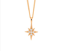 Ellani Gold Plated Star Pendant With Cz