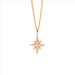 Ellani Gold Plated Star Pendant With Cz