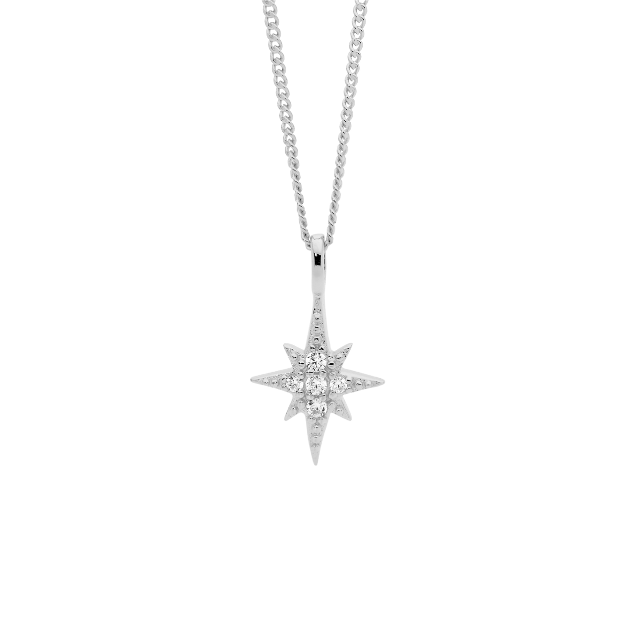 Ellani Silver Star Pendant With Cz