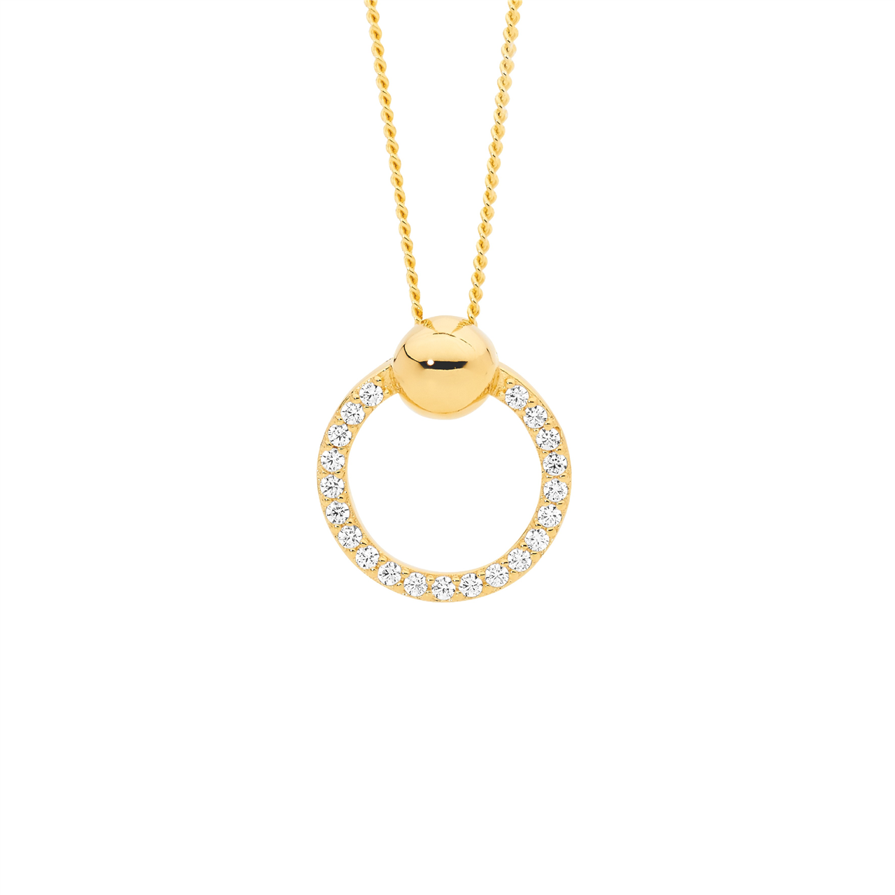 Ellani Sterling Silver And Gold Plated Circle Pendant