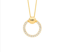 Ellani Sterling Silver And Gold Plated Circle Pendant