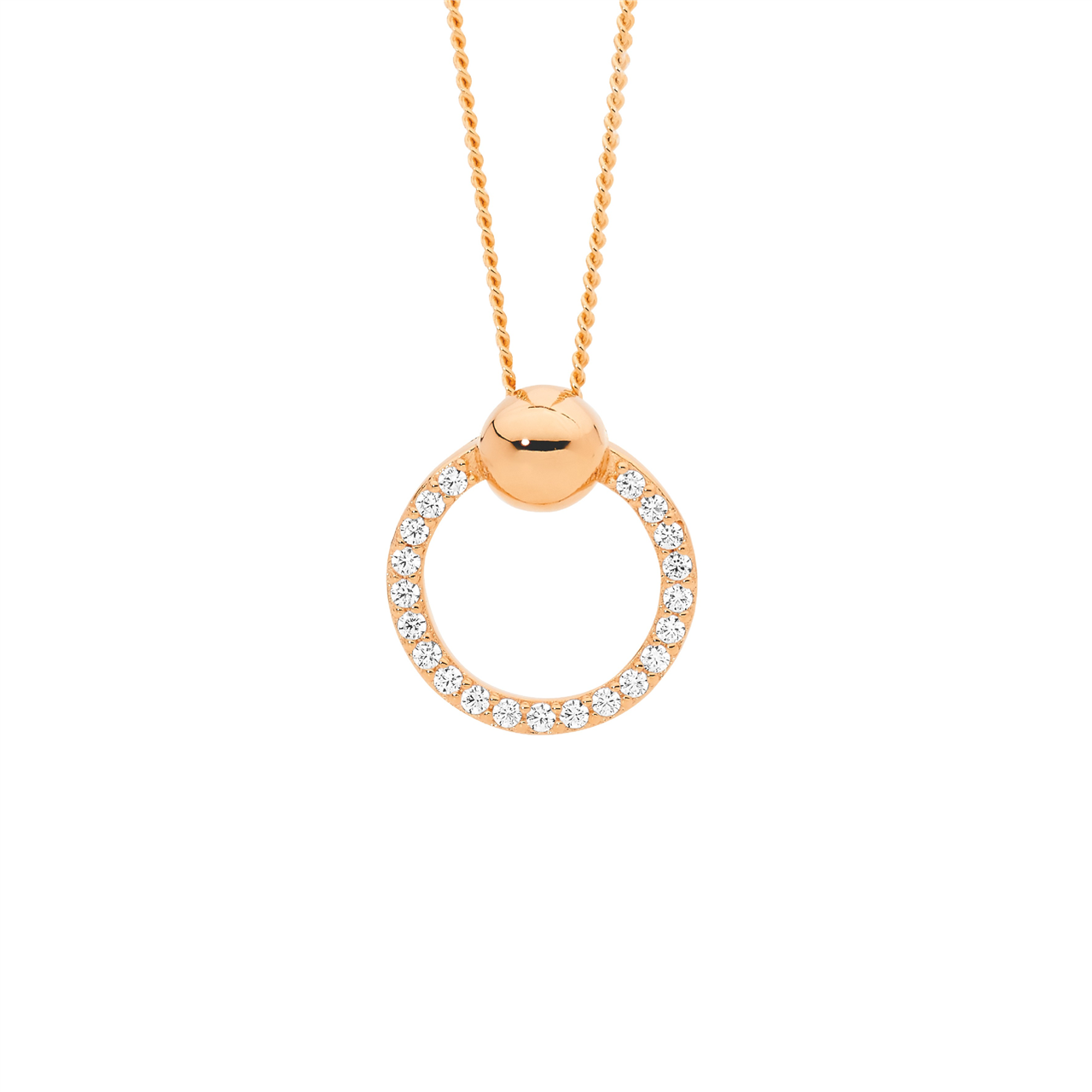 Ellani Sterling Silver And Rose Gold Plated Open Circle Pendant
