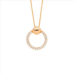 Ellani Sterling Silver And Rose Gold Plated Open Circle Pendant