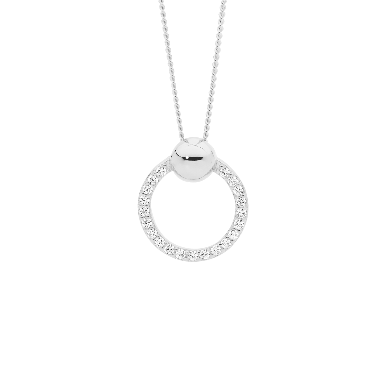 Ellani Sterling Silver Open Circle Pendant