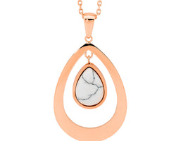 Ellani Stainless Steel And Rose Gold Plated Open Tear Pendant