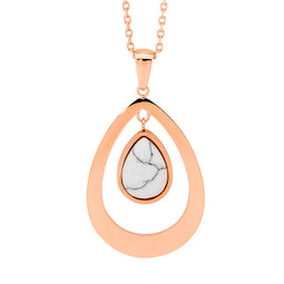 Ellani Stainless Steel And Rose Gold Plated Open Tear Pendant