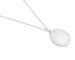 Silver Partly Engraved Locket