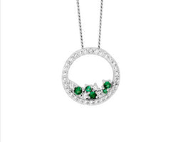 Ss Wh Cz 14Mm Open Circle Pendant W/ Scattered Green & Wh Cz