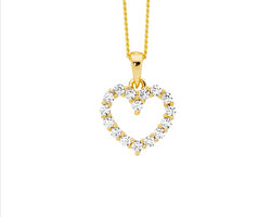 Ss Wh Cz 11Mm Open Heart Pendant W/Gold Plating