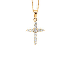 Ss Wh Cz 15Mm Cross Pendant W/Gold Plating