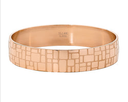 Stainless Steel Rose Gold IP Plating 15mm Wide Bangle w/Square Design