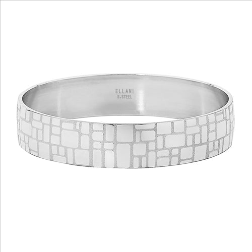 Stainless Steel 15mm Wide Bangle w/Square Design