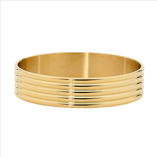 Stainless Steel 16mm wide Bangle w/ Gold IP Plating