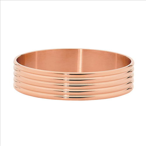 Stainless Steel 16mm wide Bangle w/ Rose Gold IP Plating