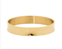 Stainless Steel 12mm wide Concaved Bangle w/ Gold IP Plating