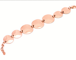 Stainless Steel Multi Round Wave Disk Bracelet w/ Rose Gold IP Plating
