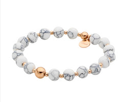 Ellani Rose Gold Plated Howlite Ball Bracelet