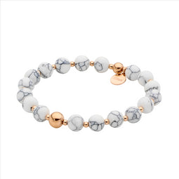 Ellani Rose Gold Plated Howlite Ball Bracelet