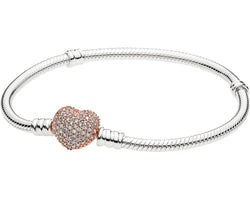 Moments Silver Bracelet With Pandora Rose Pave Heart Clasp
