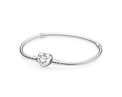 Moments Silver Bracelet With Pave Heart Clasp