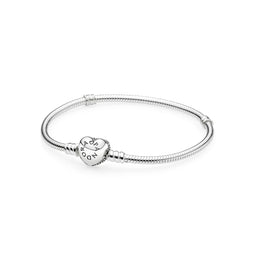 Moments Silver Bracelet With Pave Heart Clasp