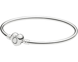 Moments Silver Bangle With Heart Clasp