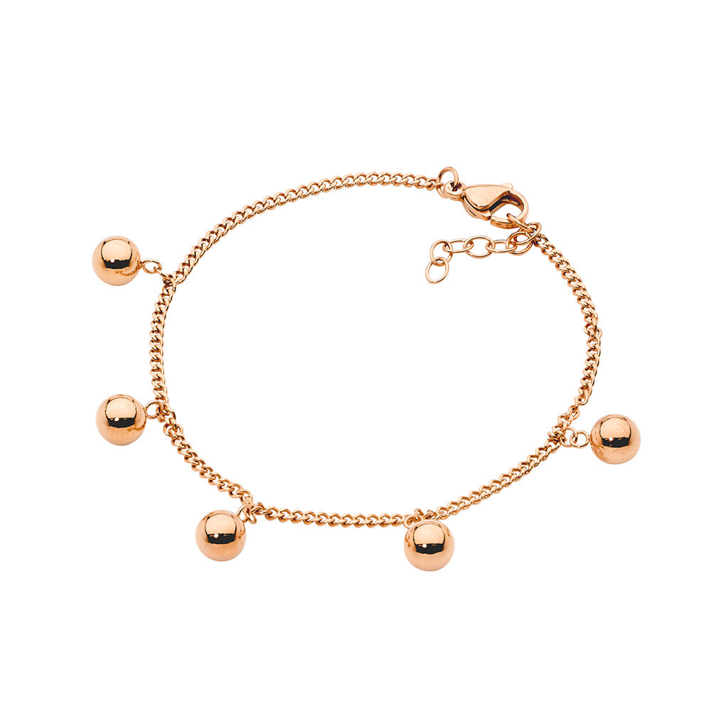 Rose Gold Plated Bracelet With Ball Feature