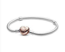 Moments Silver Bracelet W Pandora Rose Heart Clasp