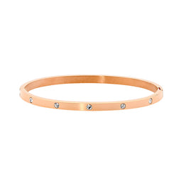 Ellani Rose Gold Plated Hinged Wide Bangle With Cz