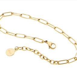 Stainless Steel Paperclip Chain Bracelet, 17Cm+ Ext. W/Gold Ip Plating