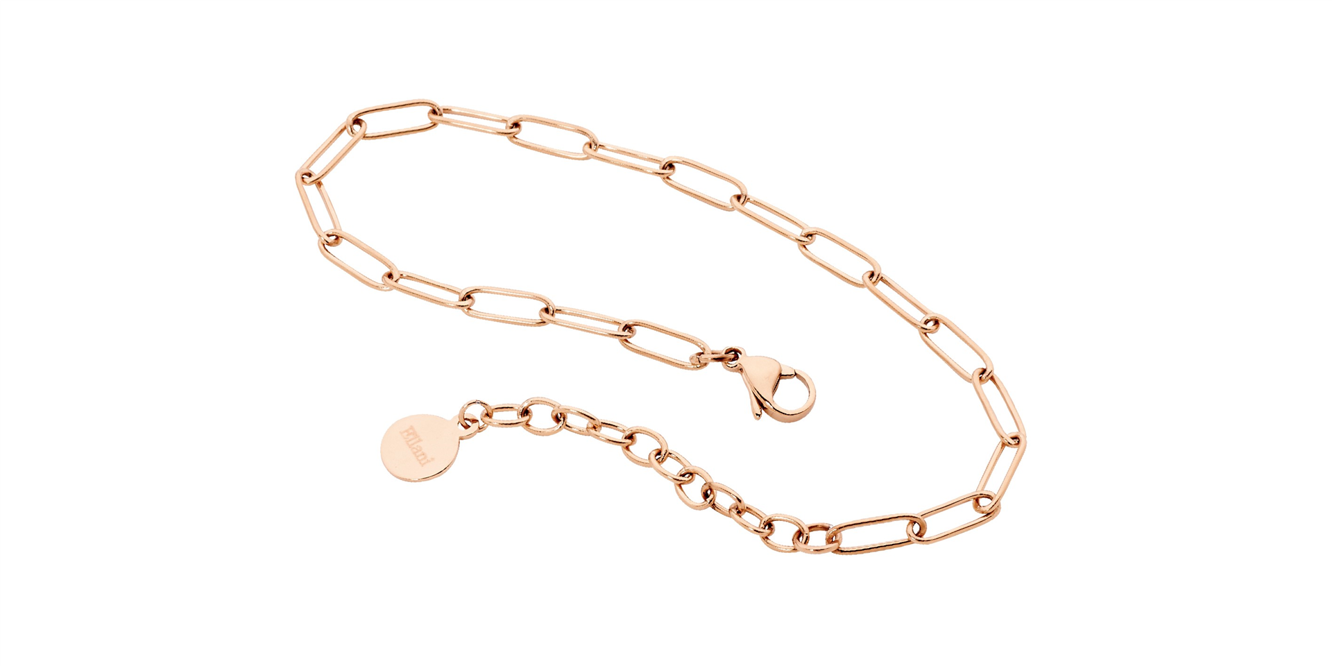 Stainless Steel Paperclip Chain Bracelet, 17Cm+ Ext. W/Rose Gold Ip Plating