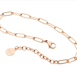 Stainless Steel Paperclip Chain Bracelet, 17Cm+ Ext. W/Rose Gold Ip Plating