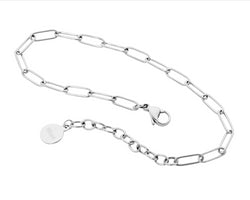 Stainless Steel Paperclip Chain Bracelet, 17Cm+ Ext