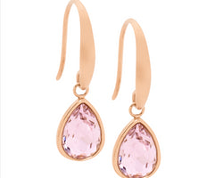 Rose Gold Plated Pink Drop Earrings