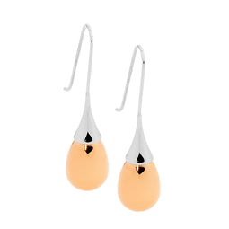Ellani Stainless Steel Drop Earrings With Rose Gold Plated Tear