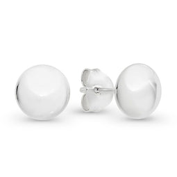 Silver Flat Ball Stud Earrings