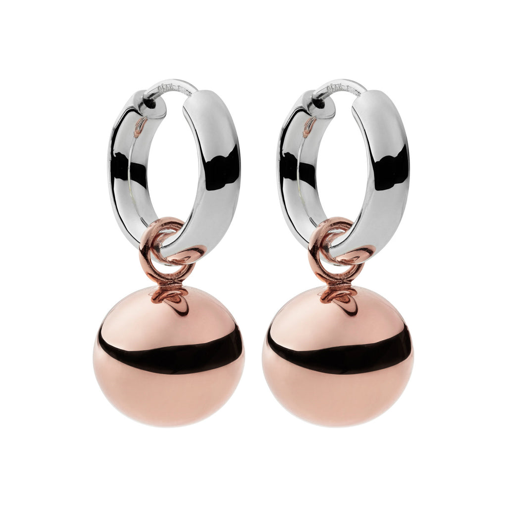 Najo Sterling Silver And Rose Gold Plated Huggie And Ball Earrings
