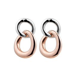 Najo Sterling Silver & Rose Gold Plated Double Circle Earrings