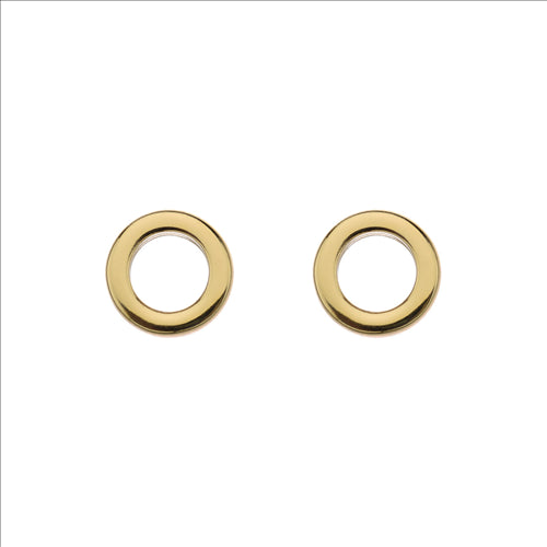 Stg Yellow Gold Plated Circle Stud Earrings