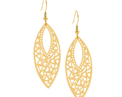 Filigree Leaf Drop Earrings With Yellow Gold Plating