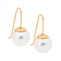 Rose Gold Plated Drop Earrings With Shell Pearl