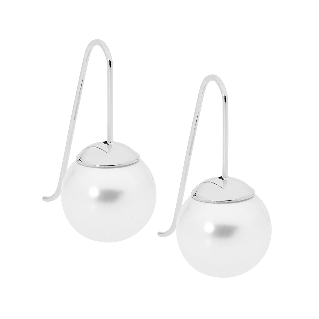 Stainless Steel Drop Earrings w/ 12mm Shell Pearl