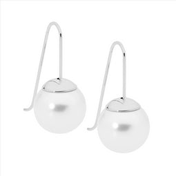 Stainless Steel Drop Earrings w/ 12mm Shell Pearl