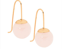 Rose Gold Plated Drop Earrings With Rose Quartz Ball