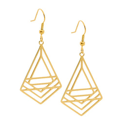 Stainless Steel Abstract Triangle Drop Earrings Gold
