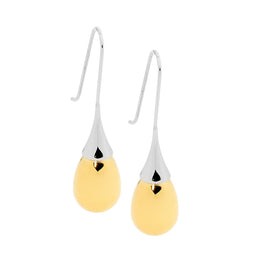 Ellani Stainless Steel Drop Earrings With Yellow Gold Plating