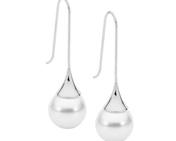 Stainless Steel Long Drop Earrings Pearl