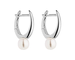 Najo Sterling Silver Huggie Earrings With Pearls